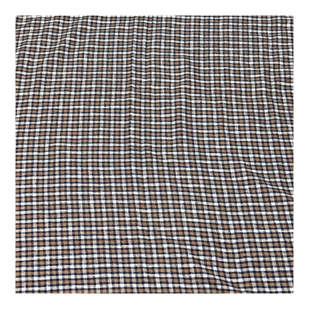 Vintage Checkered Fringe Tablecloth 58X 65 Brown White Cotton Blend Thick Fabric